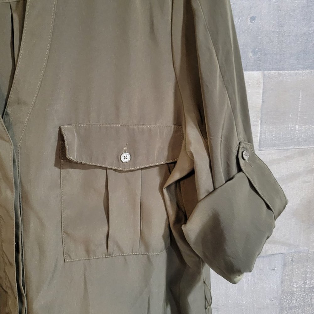 Express Olive Green Military Shirt Dress - Medium - Picture 7 of 10